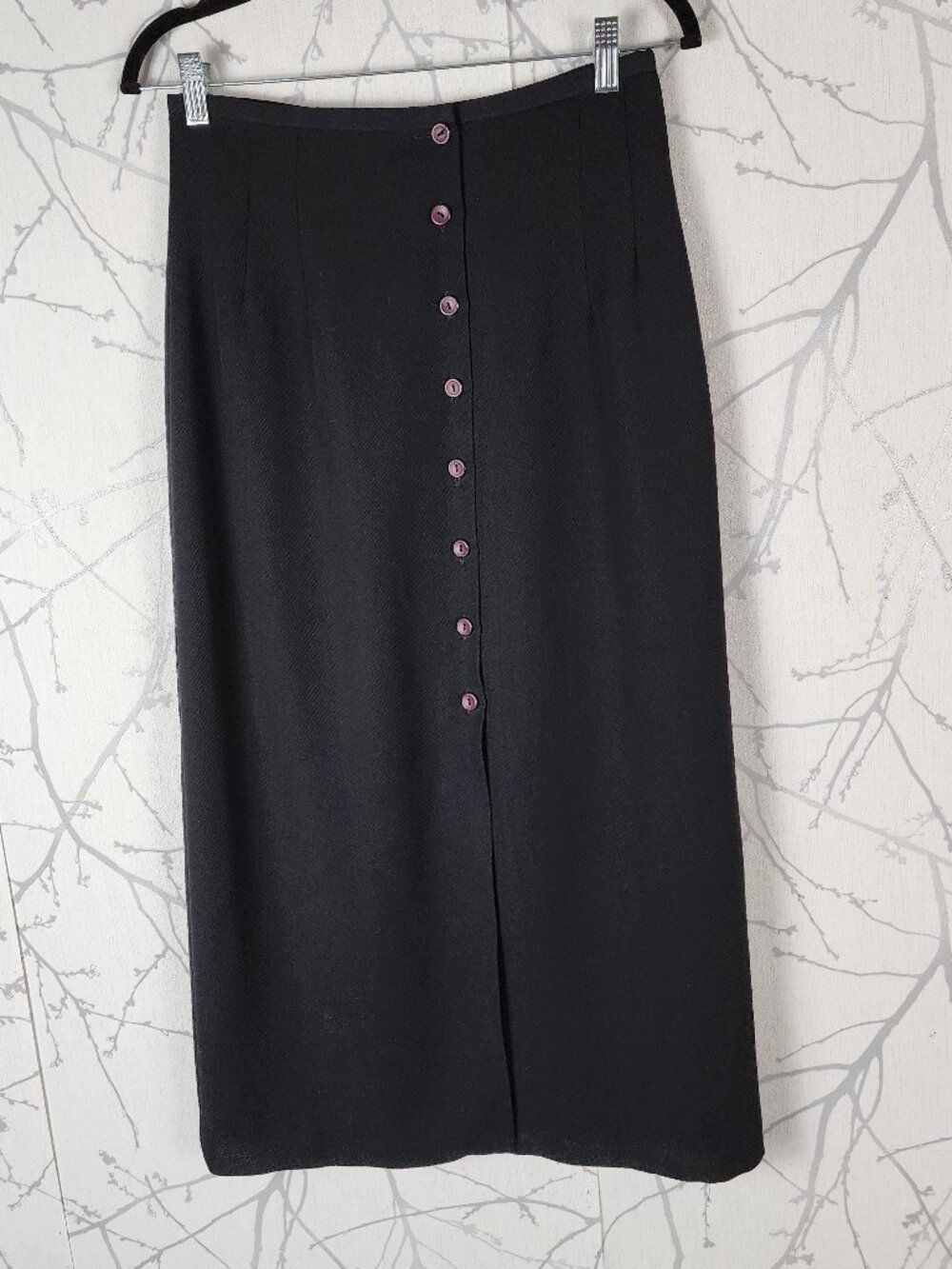 Courageous VTG Black Button Front Midi Pencil Skirt